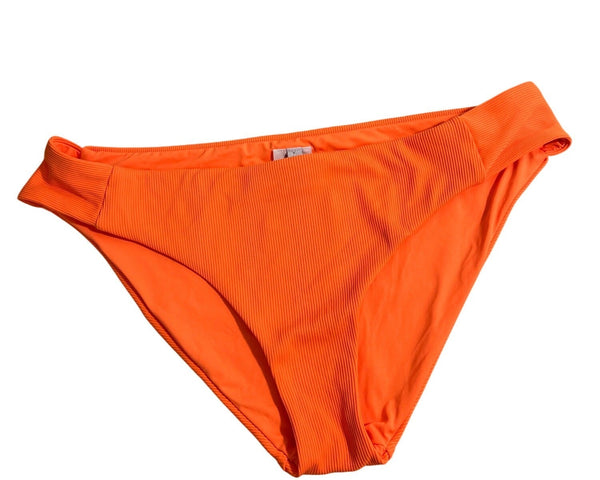 Becca By Rebecca Virtue Womens Orange Ribbed High-Waist Bikini Bottom Sz XL- NEW