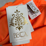 Becca By Rebecca Virtue Womens Orange Ribbed High-Waist Bikini Bottom Sz XL- NEW