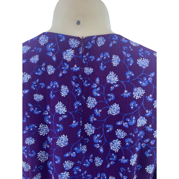Eliza J Purple Floral Ruffle Hem Long Sleeve Dress With Back Zip Closure Size 6