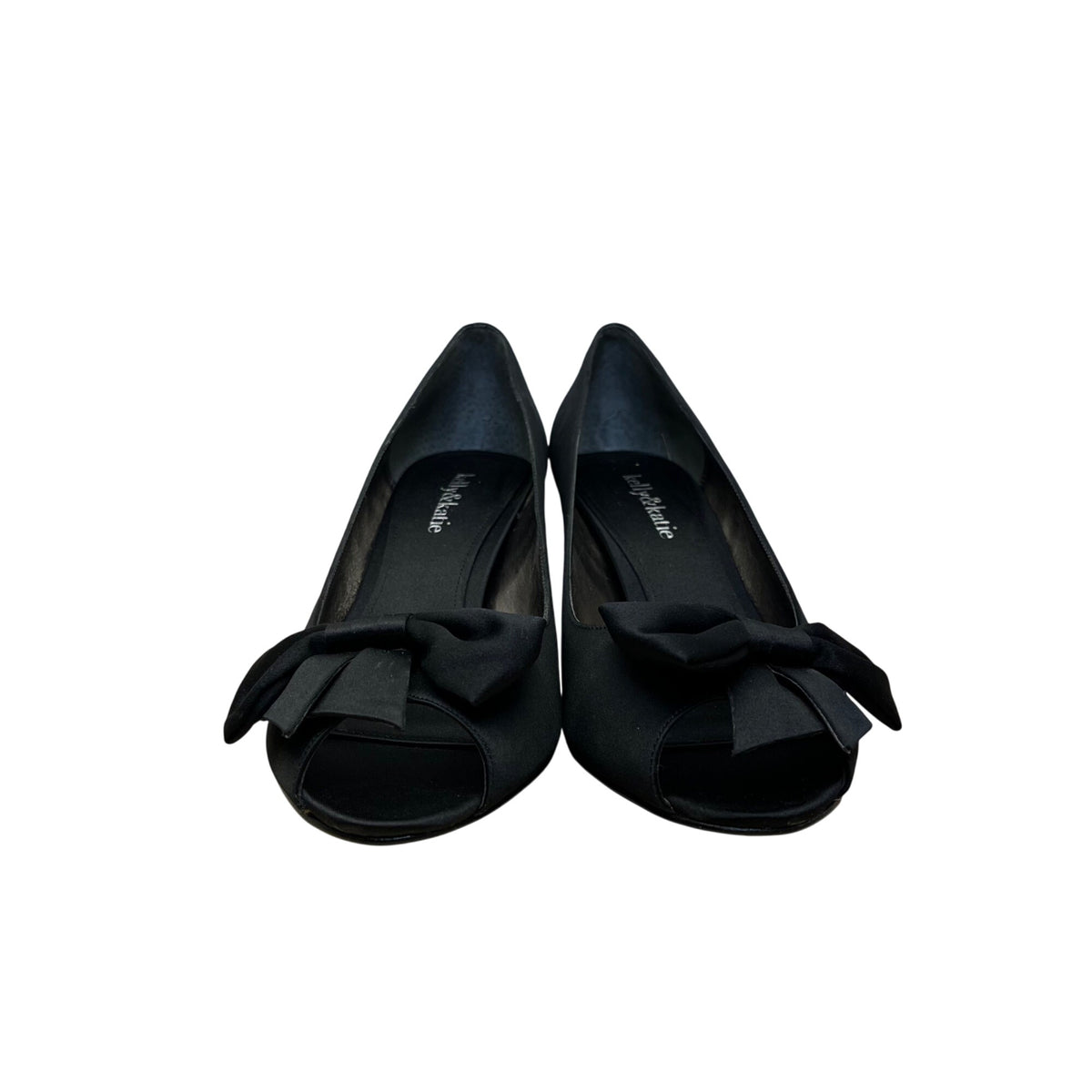 Kelly & Katie Women’s Black Fabric With Bow Accent Peep-Toe Pumps Size 8M