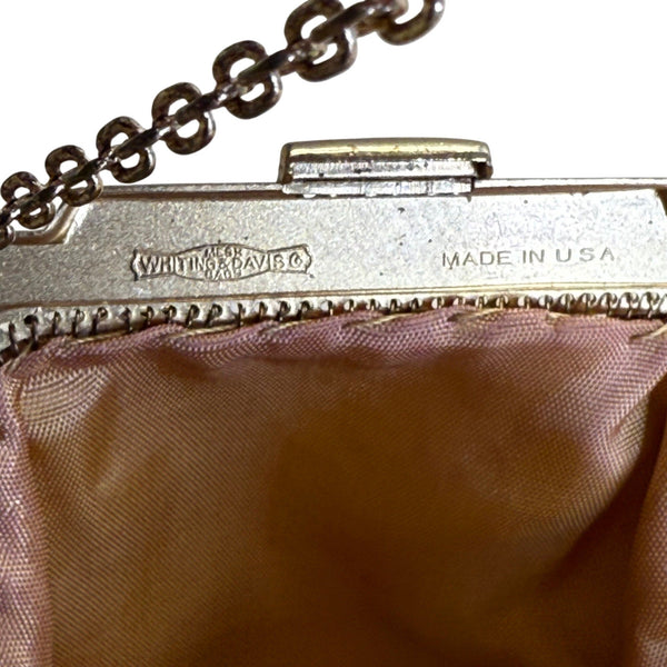 Vintage Whiting & Davis Gold Mesh With Chain Strap Kiss Lock Closure Evening Bag