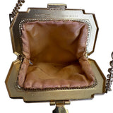 Vintage Whiting & Davis Gold Mesh With Chain Strap Kiss Lock Closure Evening Bag