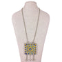 Vintage Silver-Tone Filigree & Enamel Necklace With Pendant Yellow/Blue Accents
