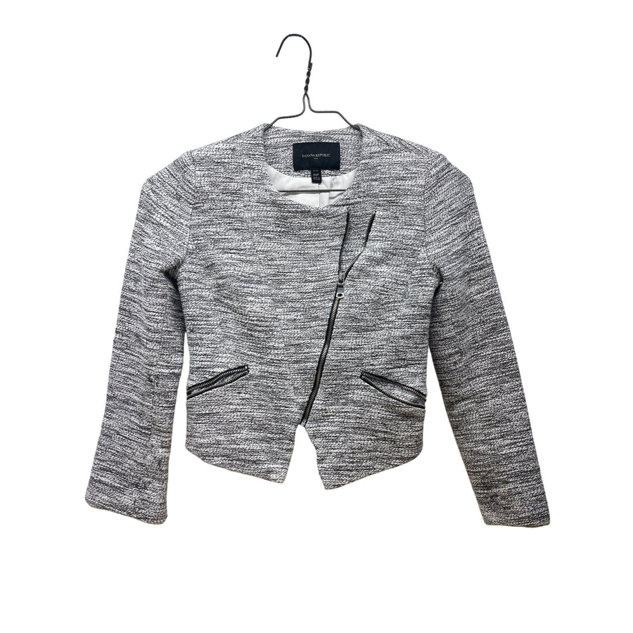Banana Republic Womens Gray Textured Asymmetrical Zipper Jacket Size 00P