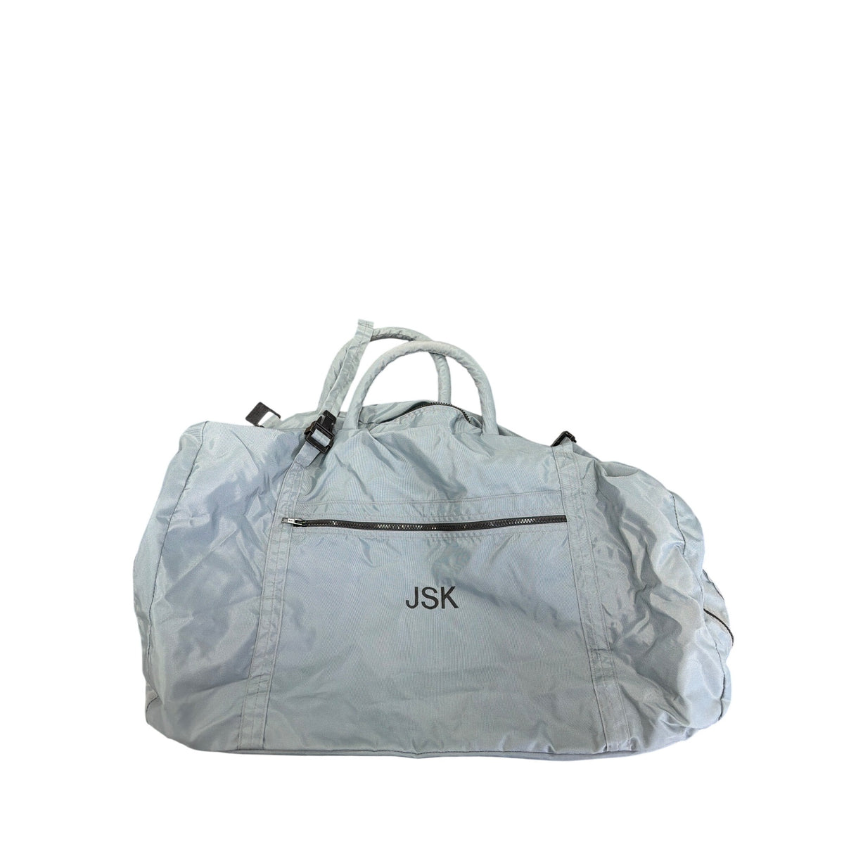 JSK Unisex Gray Nylon Duffel Bag Lightweight Travel With Zipper Pockets Durable Versatile