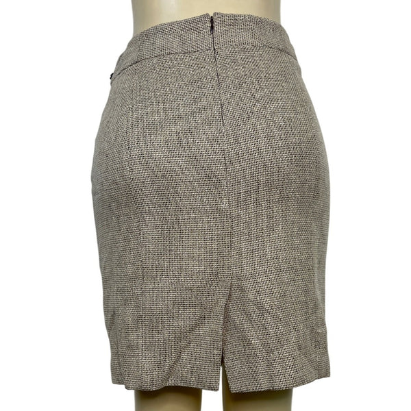 Calvin Klein Linen Blend Womens Skirt Brown Textured Size 6
