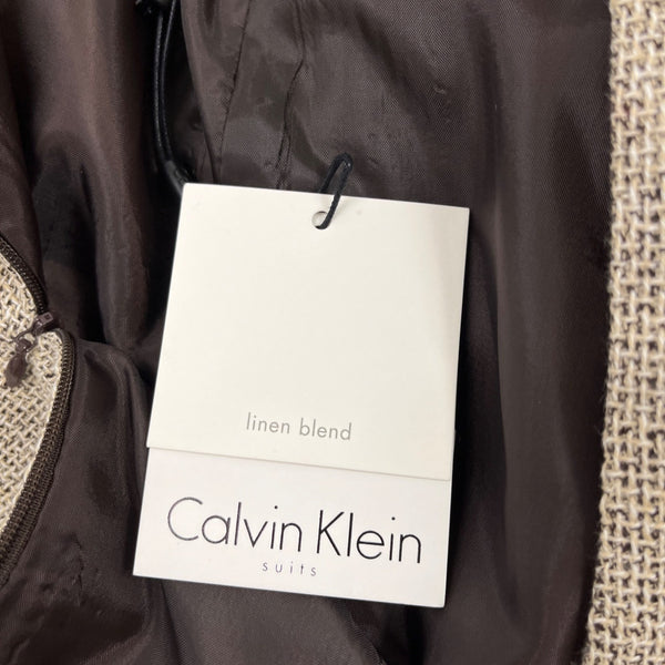 Calvin Klein Linen Blend Womens Skirt Brown Textured Size 6