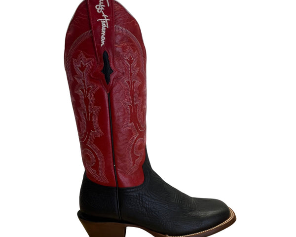 Resistol Ranch Red & Black Leather Tuff Hedeman Handcrafted Western Boots Sz 7B