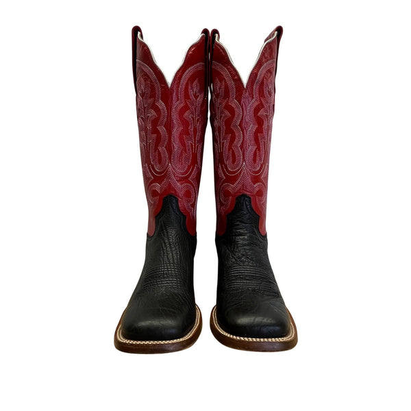 Resistol Ranch Red & Black Leather Tuff Hedeman Handcrafted Western Boots Sz 7B