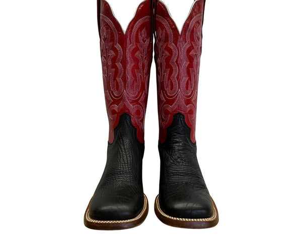 Resistol Ranch Red & Black Leather Tuff Hedeman Handcrafted Western Boots Sz 7B