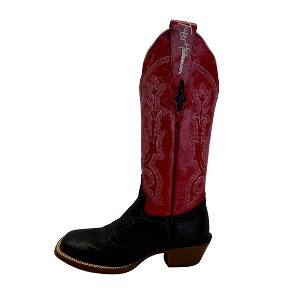 Resistol Ranch Red & Black Leather Tuff Hedeman Handcrafted Western Boots Sz 7B