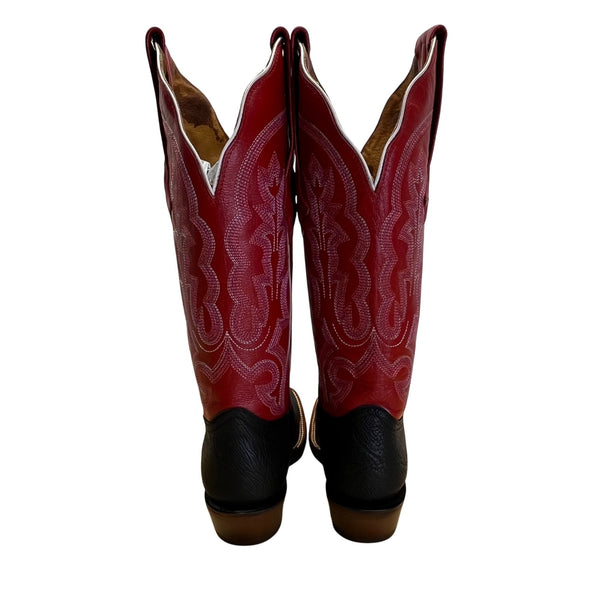 Resistol Ranch Red & Black Leather Tuff Hedeman Handcrafted Western Boots Sz 7B