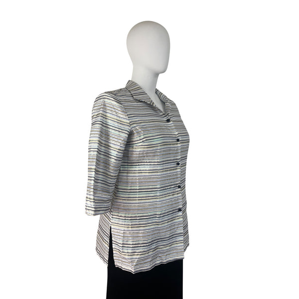 Connie Roberson Multi-Color Womens Striped Lightweight Button-Up Sweater Sz XL