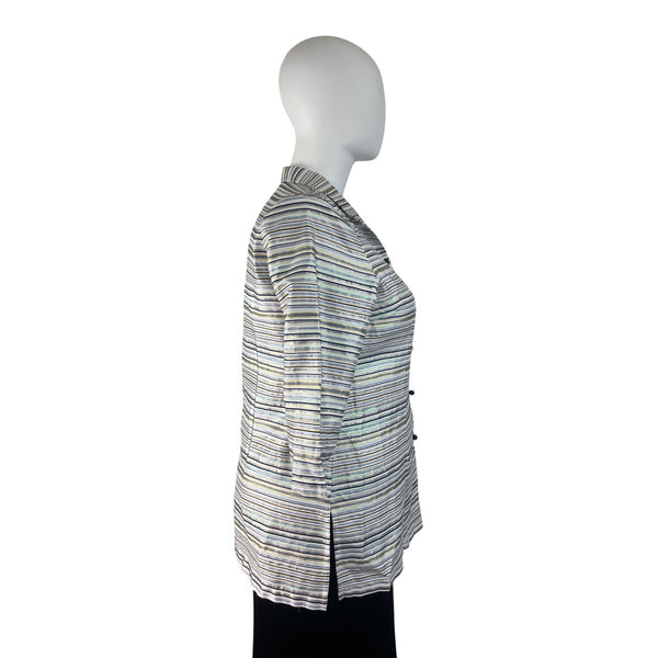 Connie Roberson Multi-Color Womens Striped Lightweight Button-Up Sweater Sz XL