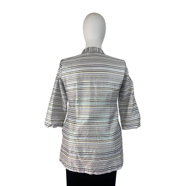 Connie Roberson Multi-Color Womens Striped Lightweight Button-Up Sweater Sz XL