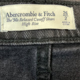 Abercrombie & Fitch Women's Black High Rise Denim Shorts Sz 26/2 - New