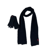 Ralph Lauren black pony knitted Scarf and mittens New