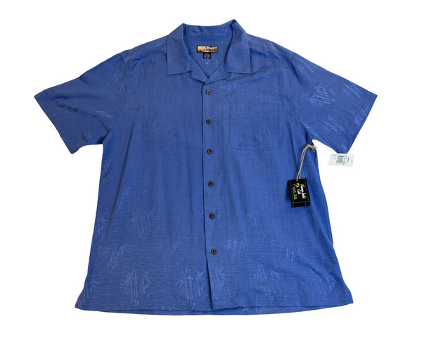Havana Jacks Cafe Mens Blue Silk Bamboo Pattern Shirt XL - New