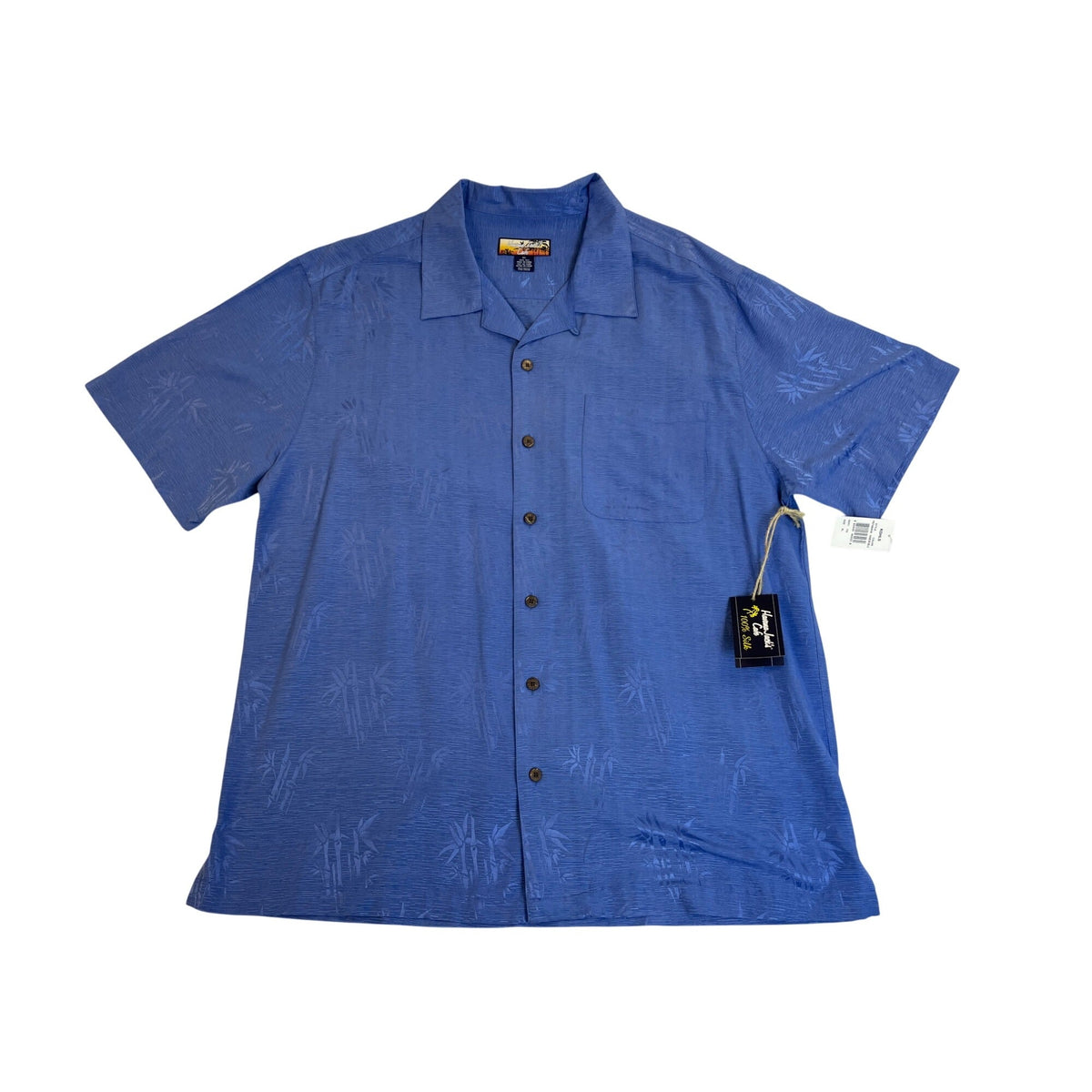 Havana Jacks Cafe Mens Blue Silk Bamboo Pattern Shirt XL - New