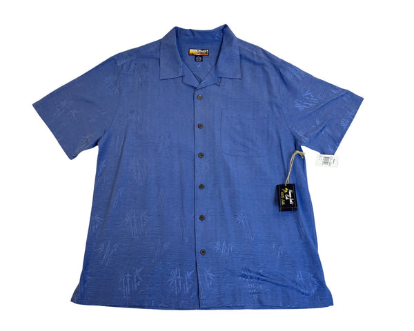 Havana Jacks Cafe Mens Blue Silk Bamboo Pattern Shirt XL - New