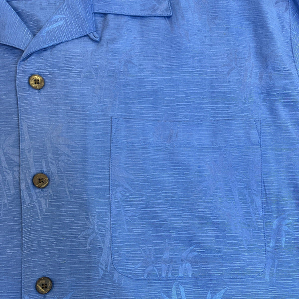 Havana Jacks Cafe Mens Blue Silk Bamboo Pattern Shirt XL - New