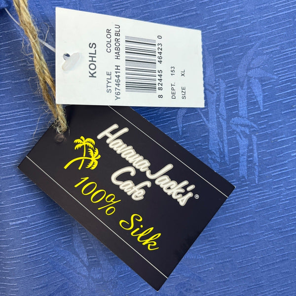 Havana Jacks Cafe Mens Blue Silk Bamboo Pattern Shirt XL - New
