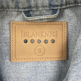 BlankNyc Distressed Ombre Denim Jacket With Frayed Hem & Button Closure Sz S