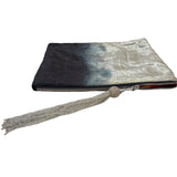 Steve Madden Women's Faded Blue Clutch Zipper Closure with Tassel Sz M
