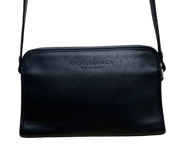 Sportscoach New York Black Leather Crossbody Bag With Zip Closure & Tag Sz M