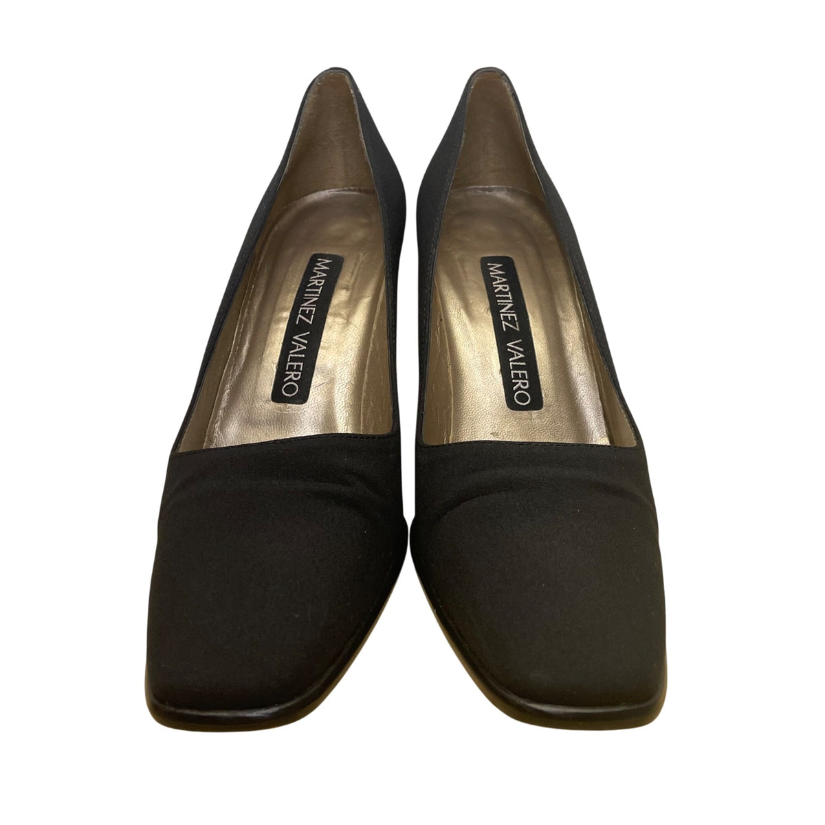 Martinez Valero Women’s Black Satin Square Toe High Heels Allison Pumps Size 7