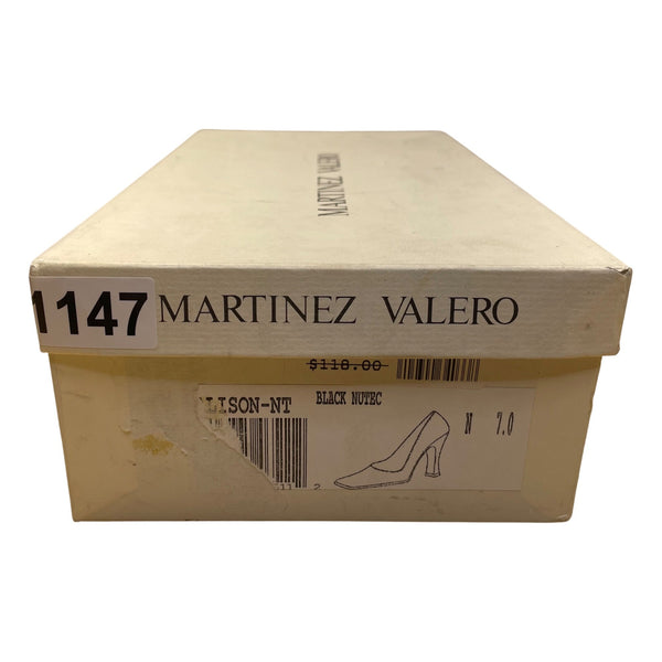 Martinez Valero Women’s Black Satin Square Toe High Heels Allison Pumps Size 7