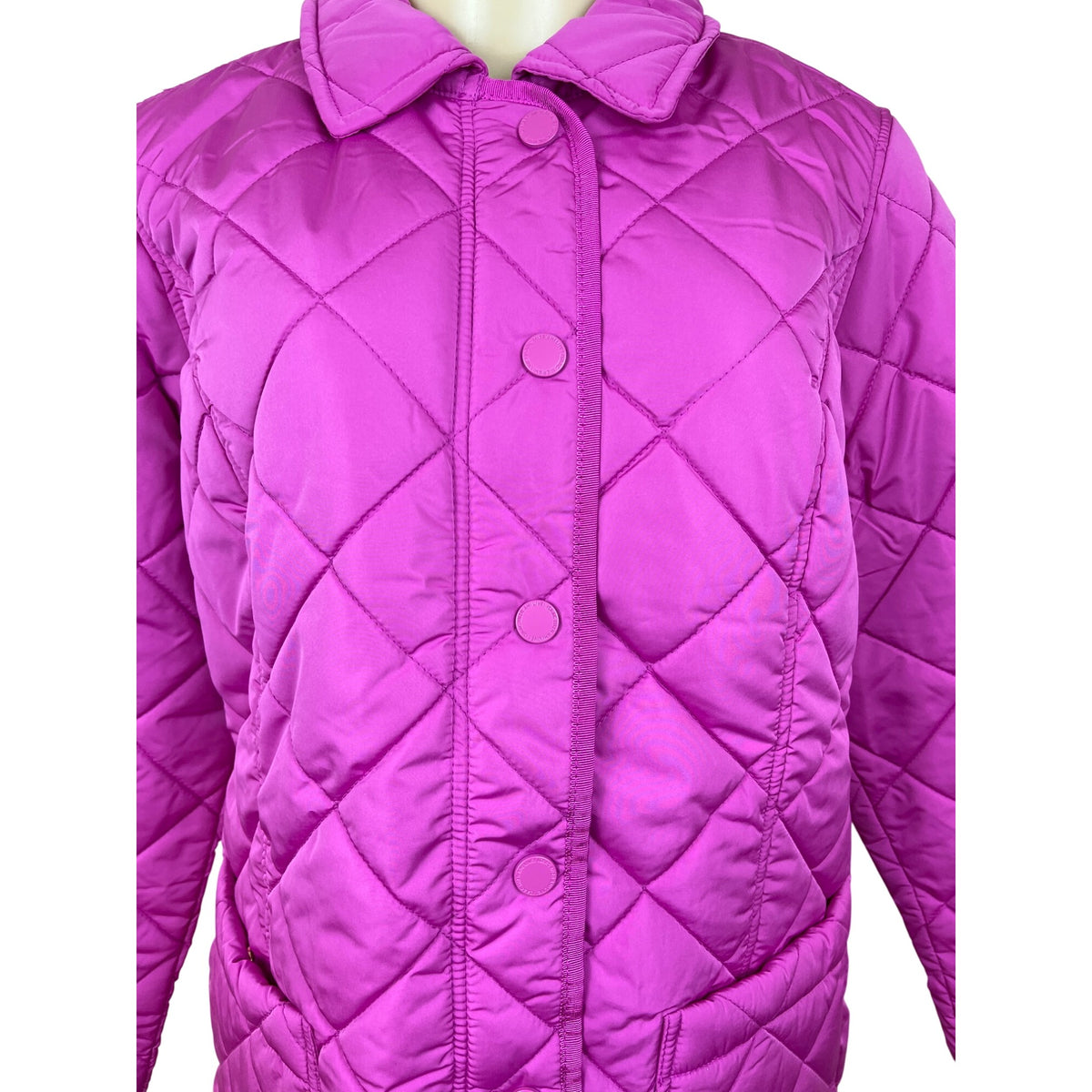 Isaac Mizrahi Live Womens Quilted Pink Jacket With Floral Lining Sz S