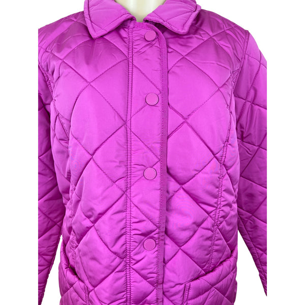 Isaac Mizrahi Live Womens Quilted Pink Jacket With Floral Lining Sz S