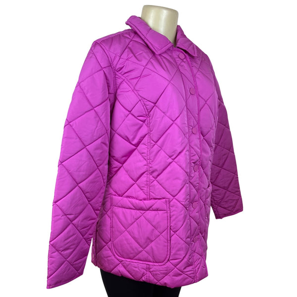 Isaac Mizrahi Live Womens Quilted Pink Jacket With Floral Lining Sz S