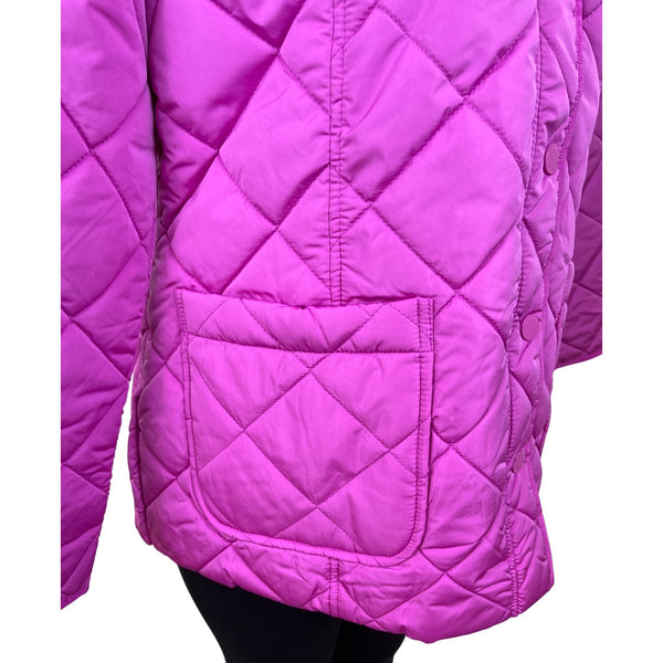 Isaac Mizrahi Live Womens Quilted Pink Jacket With Floral Lining Sz S
