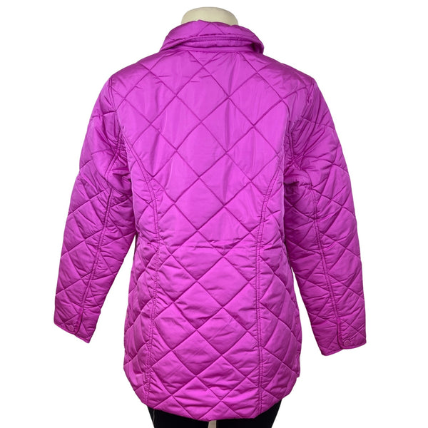 Isaac Mizrahi Live Womens Quilted Pink Jacket With Floral Lining Sz S