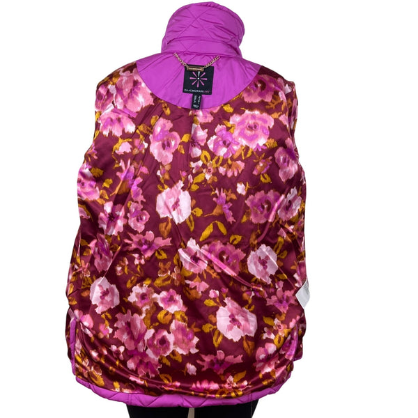 Isaac Mizrahi Live Womens Quilted Pink Jacket With Floral Lining Sz S
