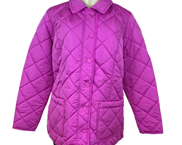 Isaac Mizrahi Live Womens Quilted Pink Jacket With Floral Lining Sz S
