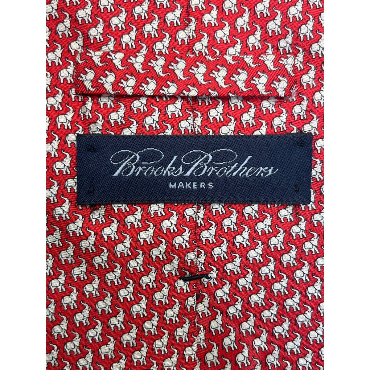 Vintage Brooks Brothers Mens Red Silk Elephant Print Tie Approx 57 Inches Long