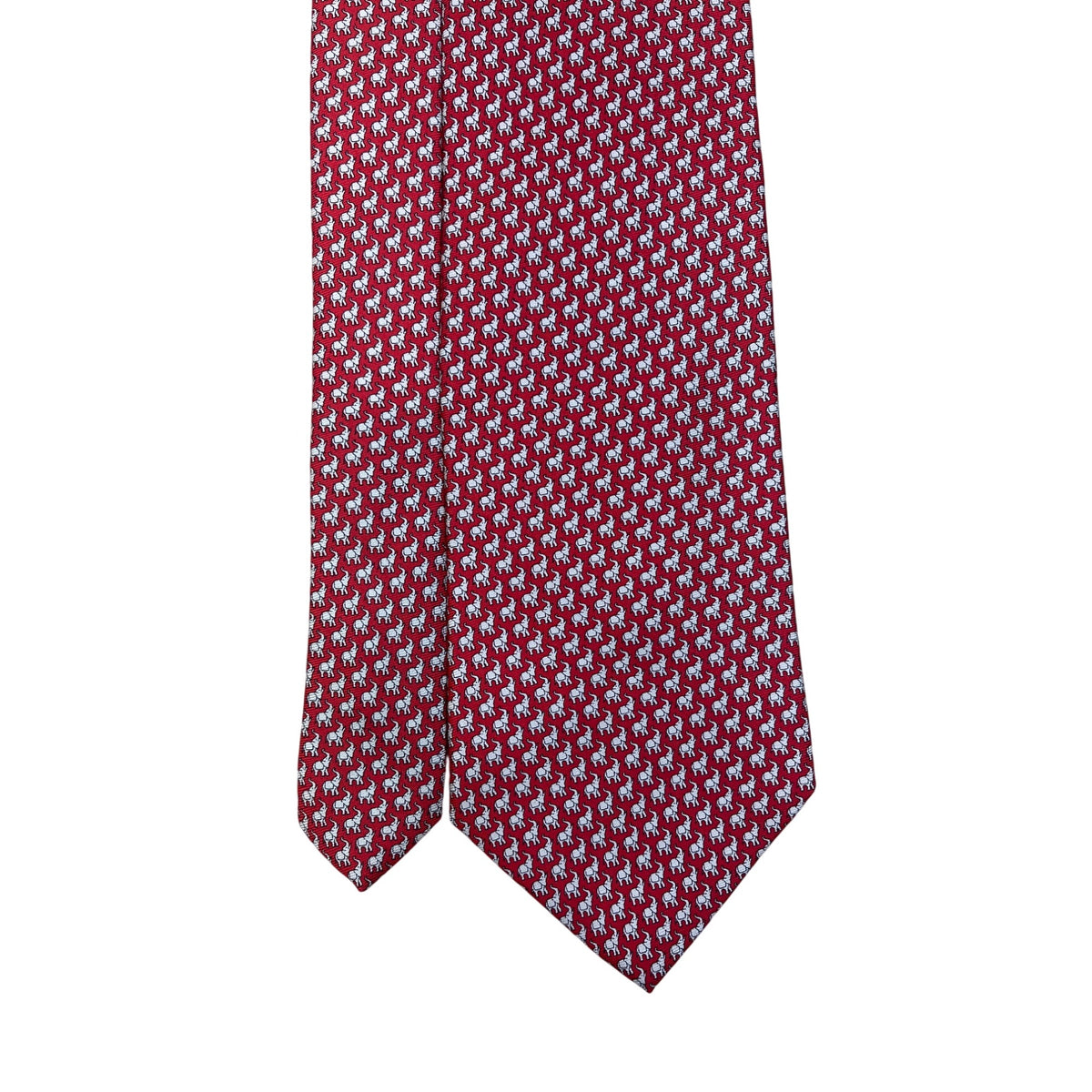 Vintage Brooks Brothers Mens Red Silk Elephant Print Tie Approx 57 Inches Long