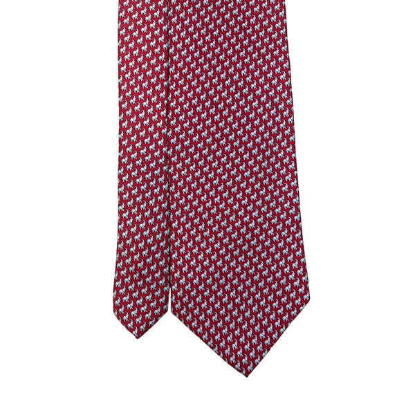 Vintage Brooks Brothers Mens Red Silk Elephant Print Tie Approx 57 Inches Long