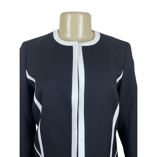 Black Label Womens Blazer Jacket Black & White Size 4 - New