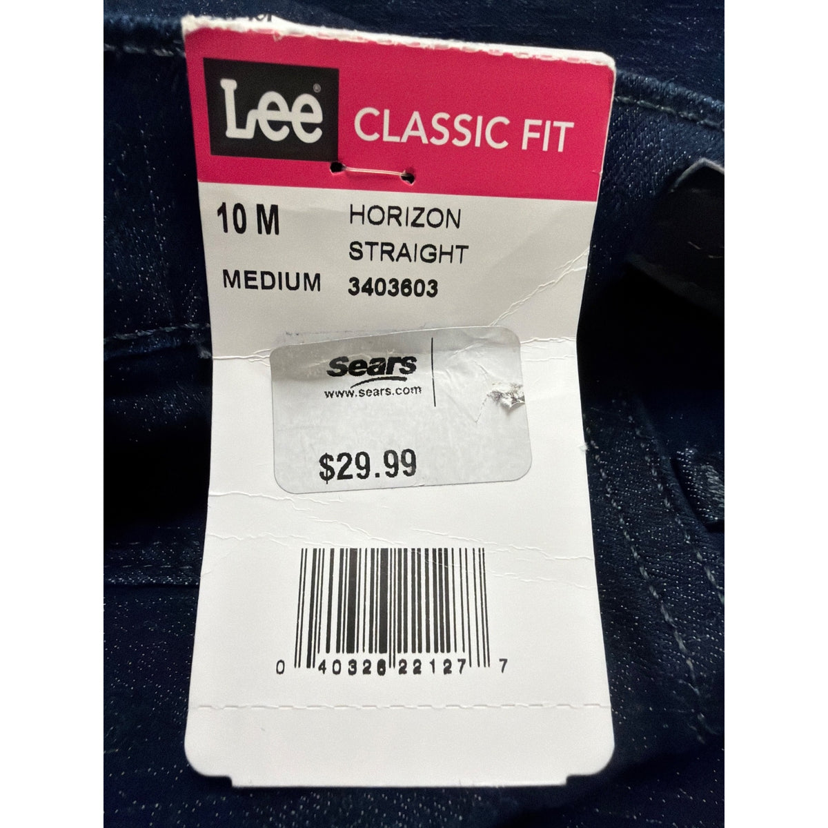 Lee Womens Dark Wash Denim Straight Leg Pants Classic Fit Mid-Rise Size 10 M