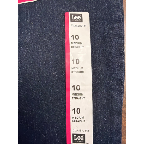 Lee Womens Dark Wash Denim Straight Leg Pants Classic Fit Mid-Rise Size 10 M