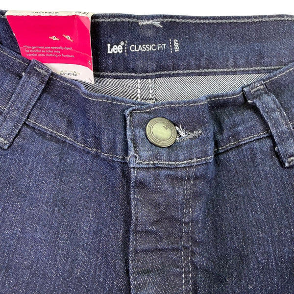 Lee Womens Dark Wash Denim Straight Leg Pants Classic Fit Mid-Rise Size 10 M