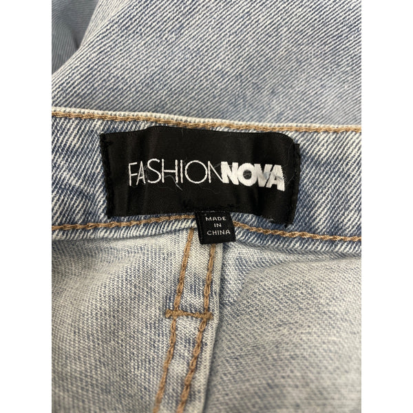 Fashion Nova Womens Light Blue Denim 90s Nostalgia Straight Leg Distressed Jeans Size 5