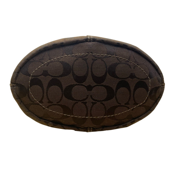 Coach Women’s Brown Leather Trim Signature Canvas Adjustable Strap Shoulder Bag