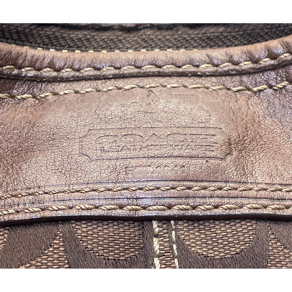 Coach Women’s Brown Leather Trim Signature Canvas Adjustable Strap Shoulder Bag