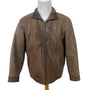Jos. A. Bank Mens Brown Leather Jacket With Map Lining & Zip Closure Size M