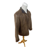 Jos. A. Bank Mens Brown Leather Jacket With Map Lining & Zip Closure Size M